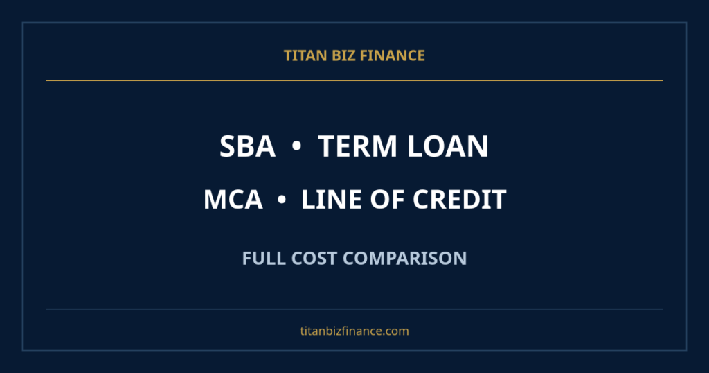 SBA vs Term Loan vs MCA vs Line of Credit: Full Cost Comparison